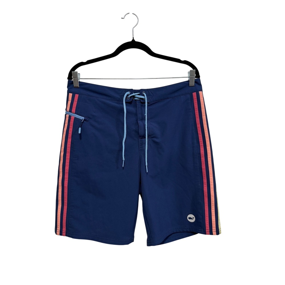 Vineyard Vines Mens Blue Sunset Side Stripe Performance Board‎ Shorts 32 Trunks